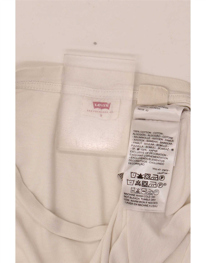 Camiseta feminina Levi's UK 8 pequena algodão branco