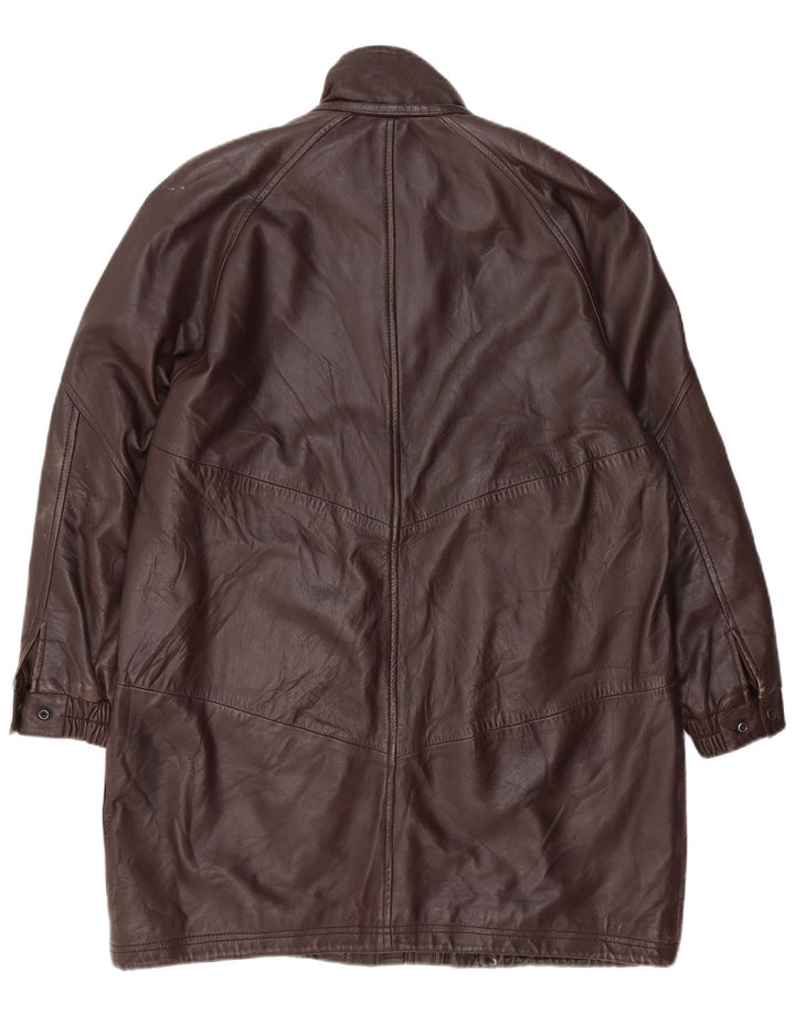 Casaco feminino de couro superdimensionado VINTAGE EU 40 couro marrom médio