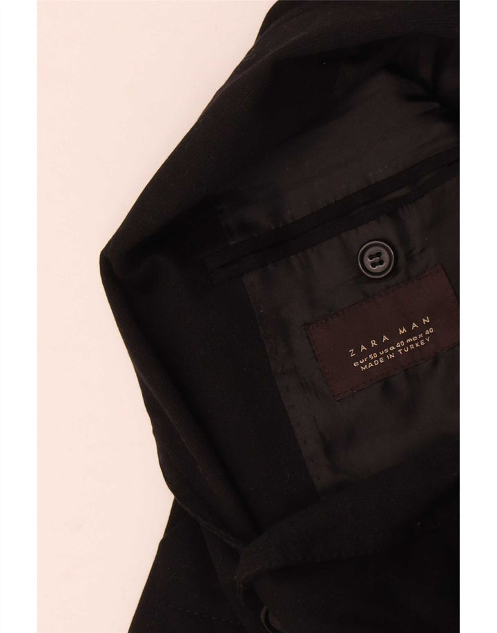 Jaqueta blazer masculina Zara com 2 botões EU 50 viscose preta média