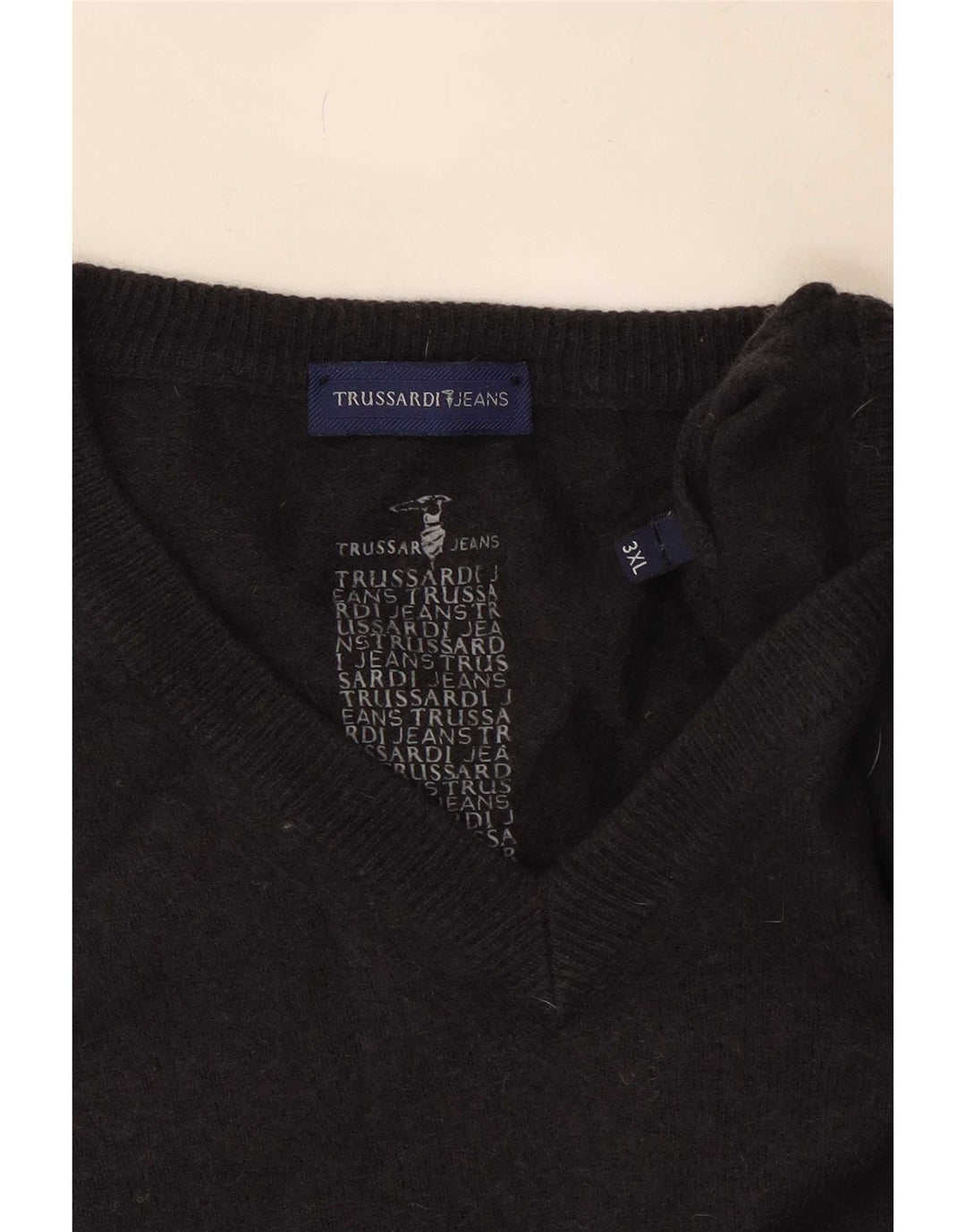 Trussardi Jeans Suéter masculino com decote em V 3XL cinza