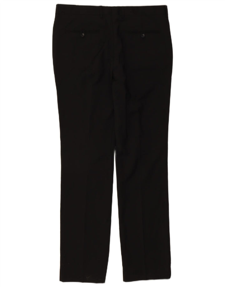 Zara Mens Slim Suit Calças EU 44 Grande W34 L34 Poliéster Preto
