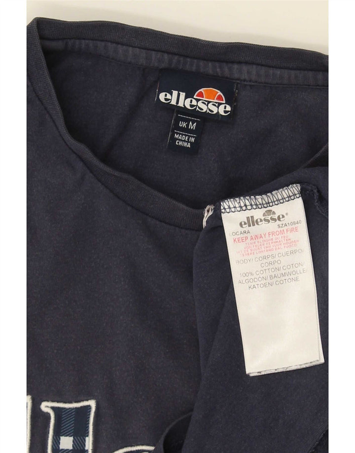 Ellesse Camiseta masculina gráfica Top médio algodão azul marinho