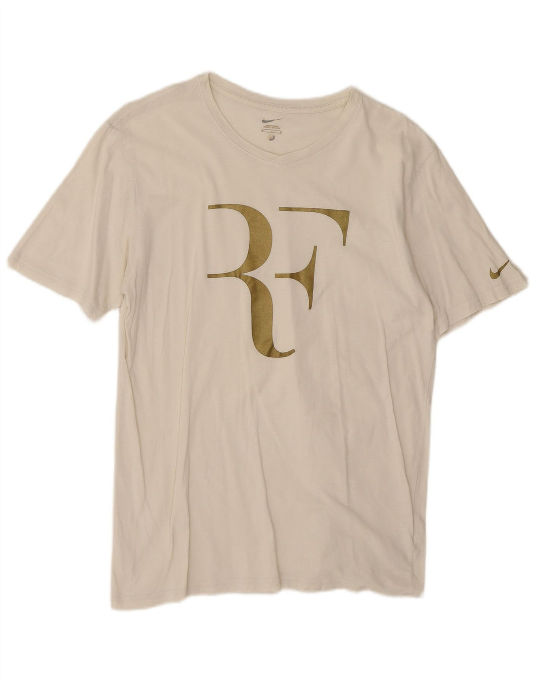 Nike Mens Roger Federer Graphic Camiseta Top Médio Algodão Branco