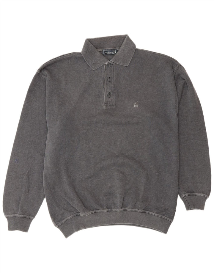 Suéter masculino Daniel Hechter com gola polo IT 50 algodão cinza médio