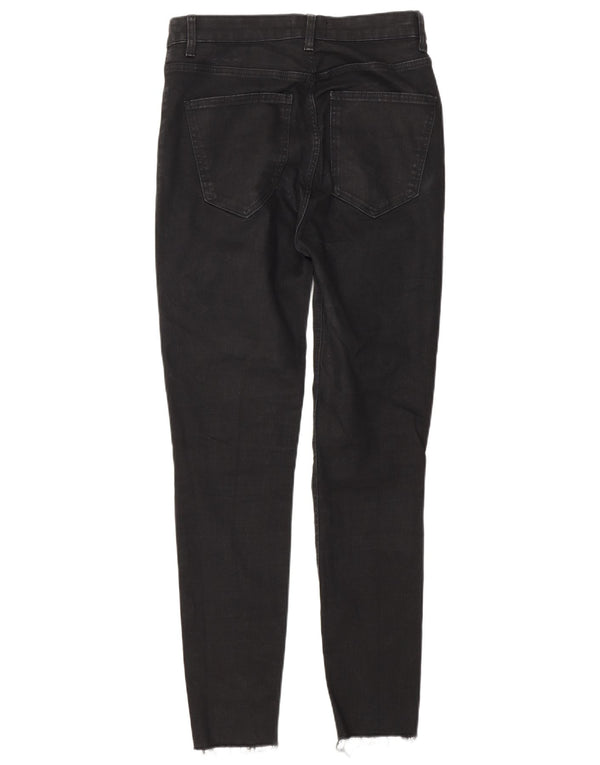 Calça jeans skinny feminina Zara cintura alta desgastada UE 40 médio W30 L28 preto