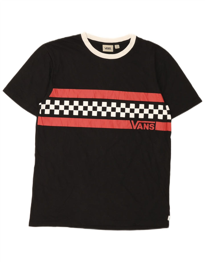 Camiseta Vans masculina gráfica grande algodão geométrico preto
