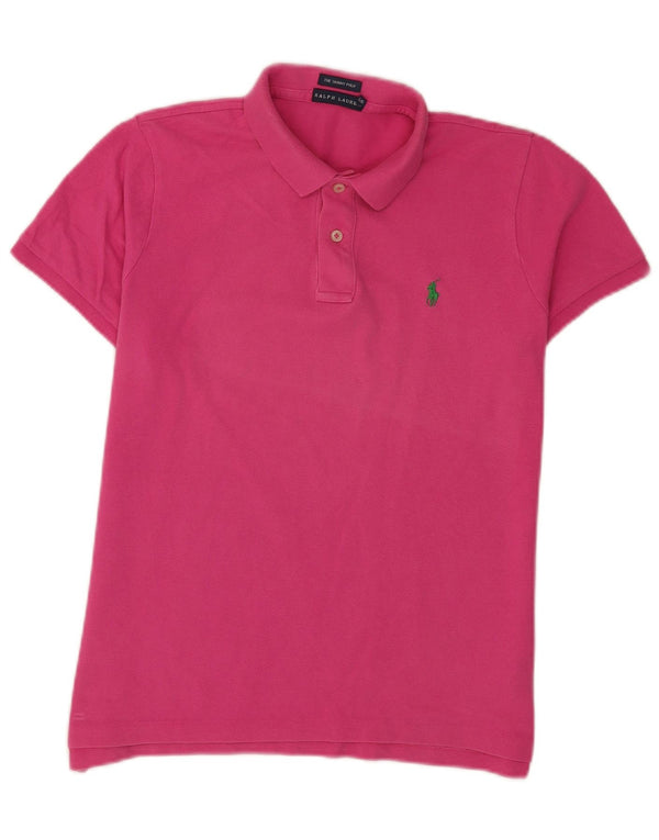 Polo skinny feminino Ralph Lauren Reino Unido 16 grande algodão rosa
