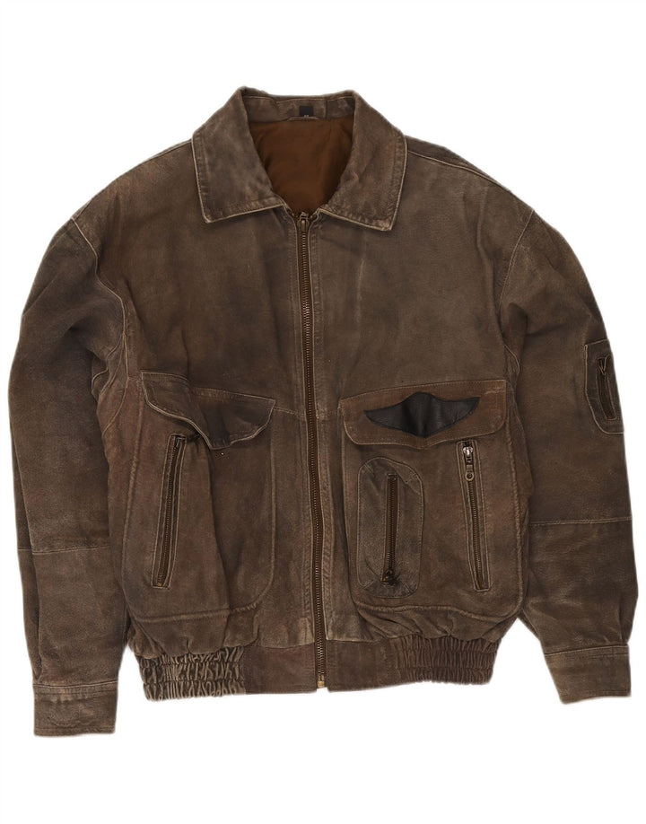Jaqueta de couro masculina Front Line IT 48 Médio Caqui