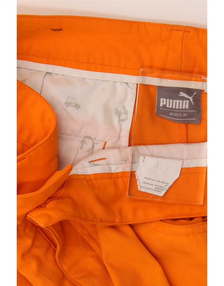 Calça casual reta masculina Puma W32 L32 poliéster laranja