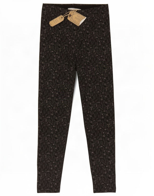 Leggings femininos Fat Face UK 10 algodão preto pequeno com estampa animal