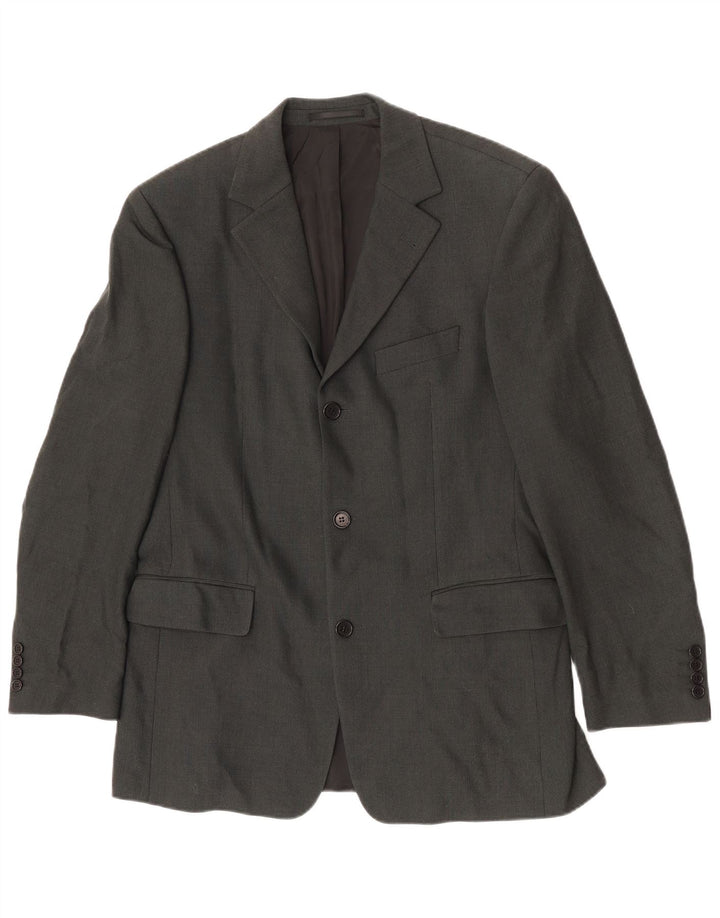 Jaqueta Blazer Masculina Hugo Boss com 3 Botões EU 50 Lã Cinza Grande
