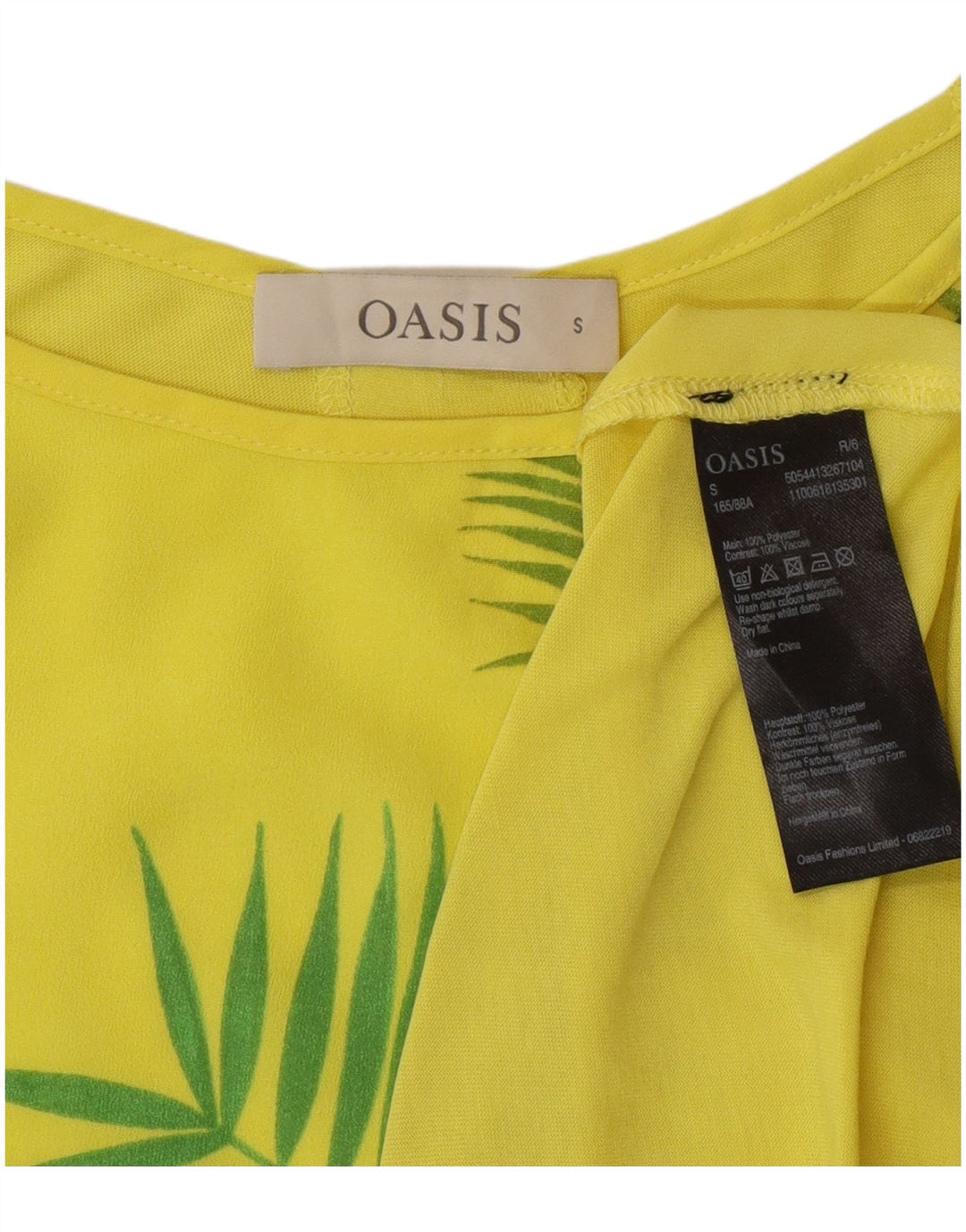 Túnica feminina Oasis UK 10 poliéster floral amarelo pequeno