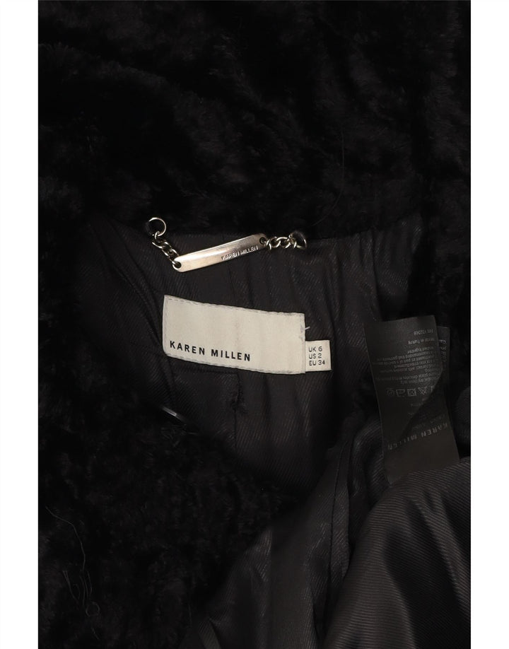 Trench Coat feminino KAREN MILLEN UK 6 XS lã preta