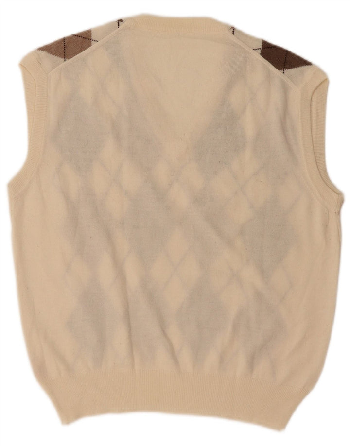 Regata masculina VINTAGE com colete médio branco Argyle/lã diamante