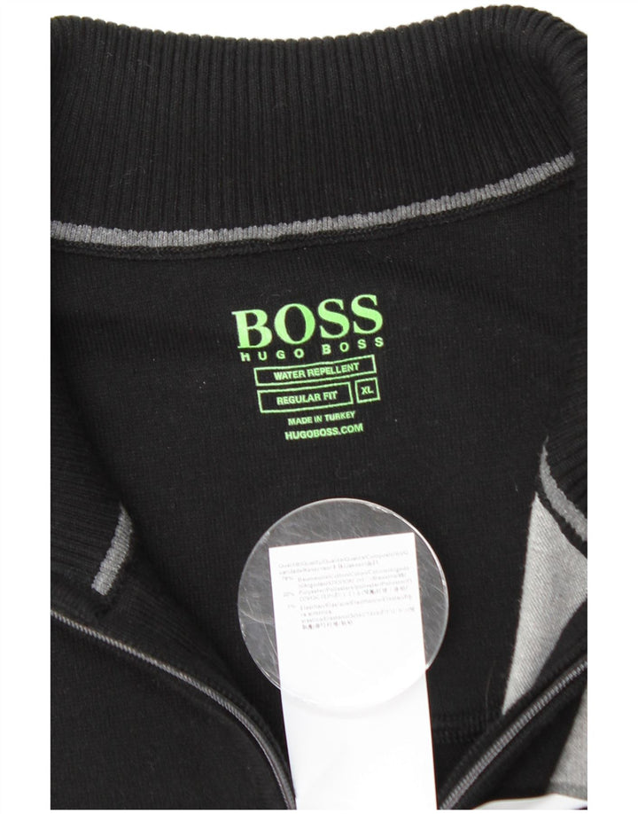 Suéter masculino HUGO BOSS de ajuste regular com zíper e pescoço XL preto colorblock