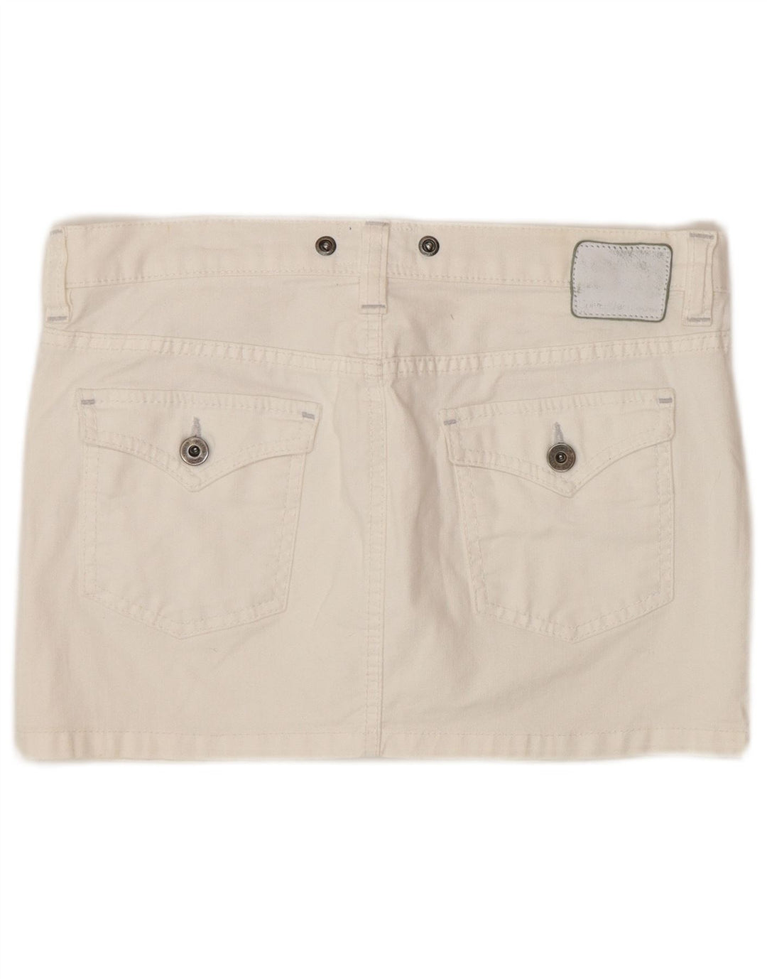 Mini saia feminina Calvin Klein W27 pequena de algodão off white