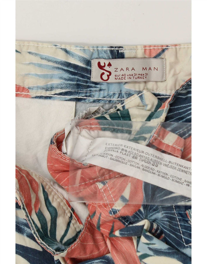 Zara Mens Cargo Shorts EU 40 Médio W31 Algodão Floral Multicolorido