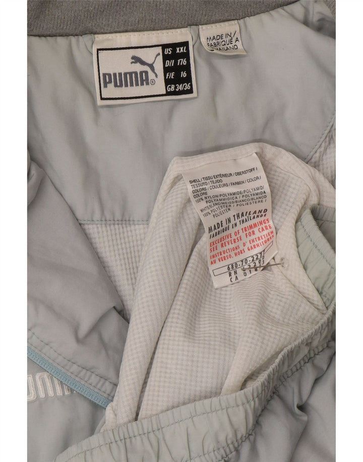 PUMA Boys Tracksuit Top Jacket 15-16 Years Blue Colourblock Nylon
