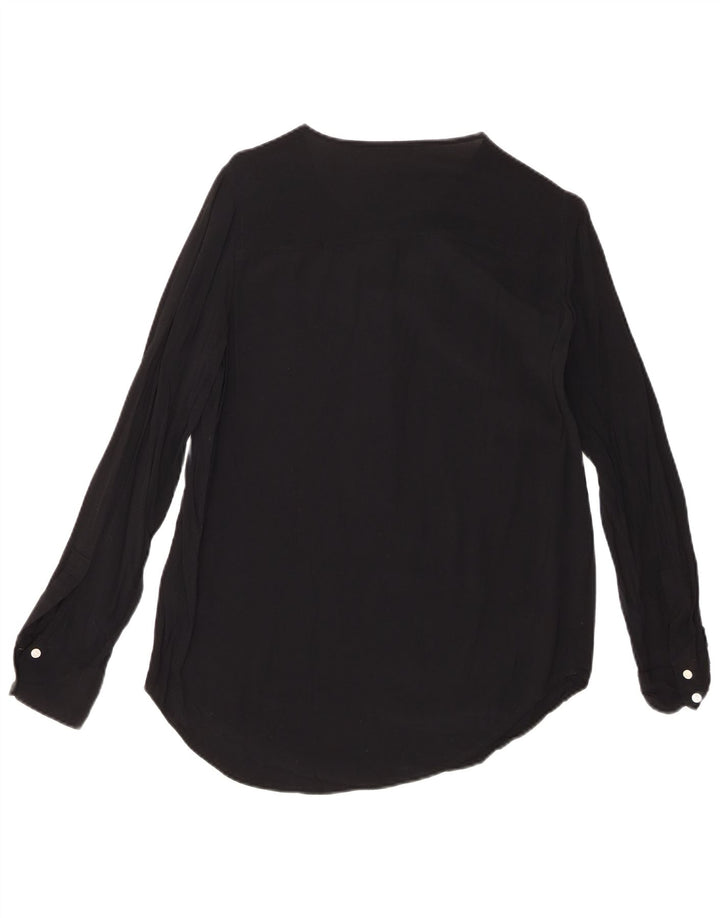 Blusa feminina de manga comprida J. CREW UK 10 pequena viscose preta