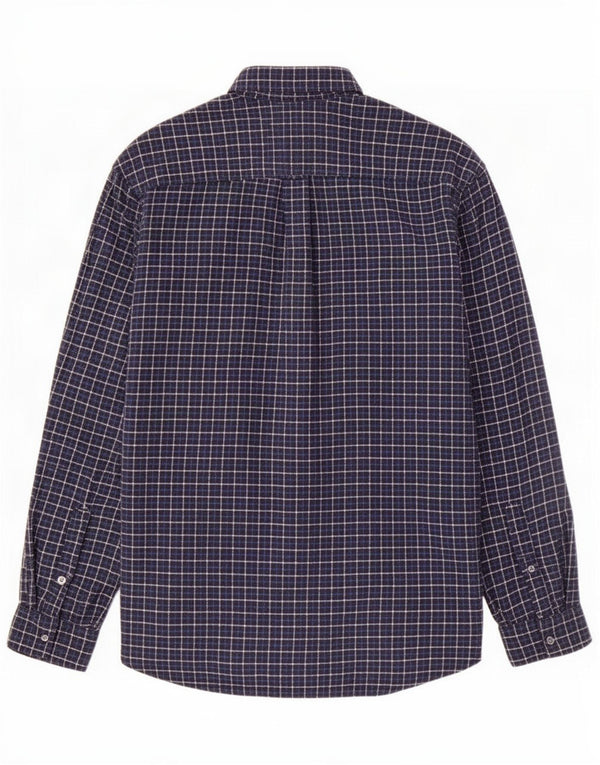 Camisa masculina de flanela Nautica grande algodão xadrez azul marinho