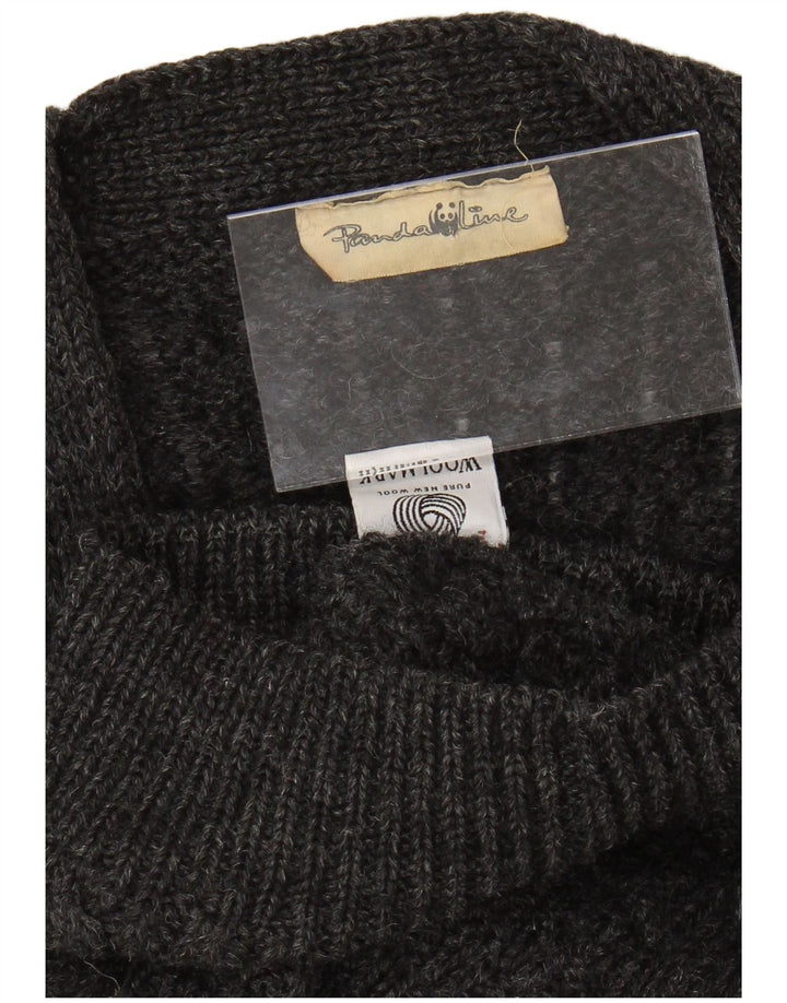 Suéter cardigã masculino VINTAGE lã nova cinza médio