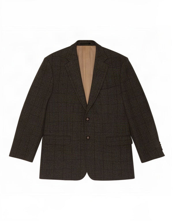 Jaqueta masculina Harris Tweed Blazer Marks & Spencer Reino Unido 42 xadrez cáqui grande