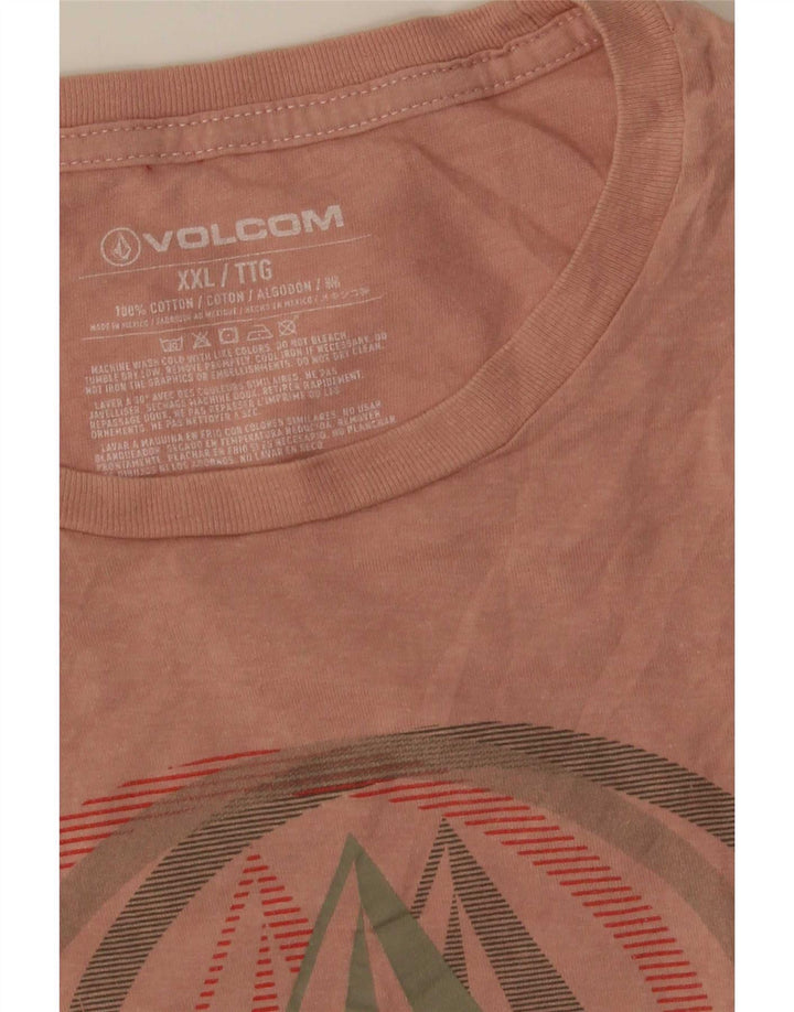Camiseta gráfica masculina Volcom Top 2XL algodão rosa