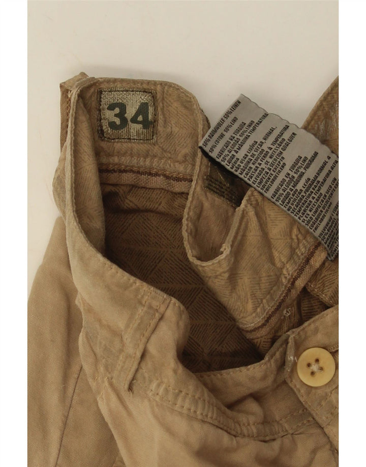 Timberland Mens Cargo Shorts W34 Grande Algodão Bege