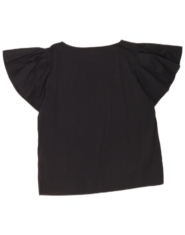 Blusa oversized feminina Benetton UK 10 pequeno algodão preto