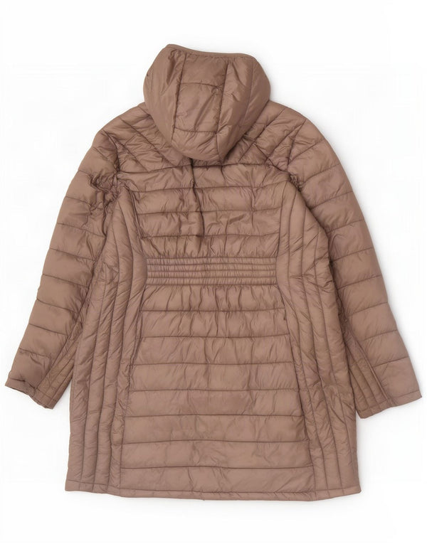 Casaco acolchoado com capuz feminino Michael Kors UK 18 XL marrom nylon