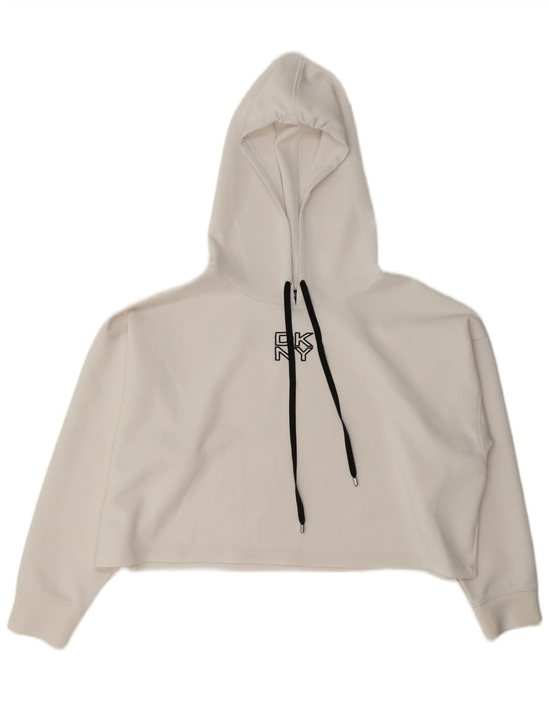Suéter feminino Dkny com capuz oversized UK 16 grande poliéster branco