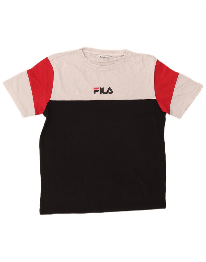 Camiseta masculina Fila Top médio preto colorblock