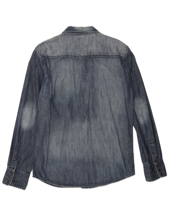 Camisa jeans masculina Rifle grande algodão azul marinho