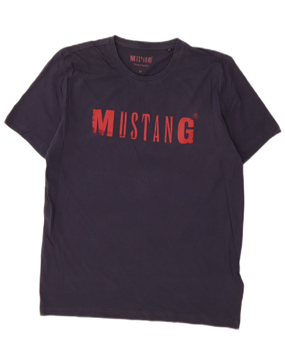 Camiseta gráfica masculina Mustang Top médio algodão azul marinho