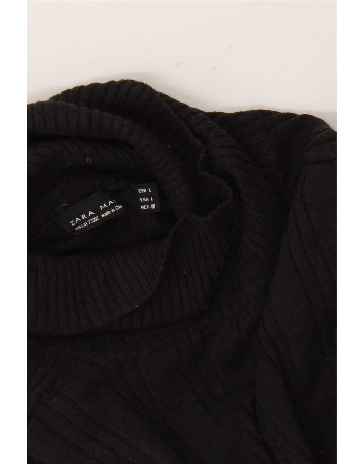 Zara Suéter masculino com gola redonda grande preto