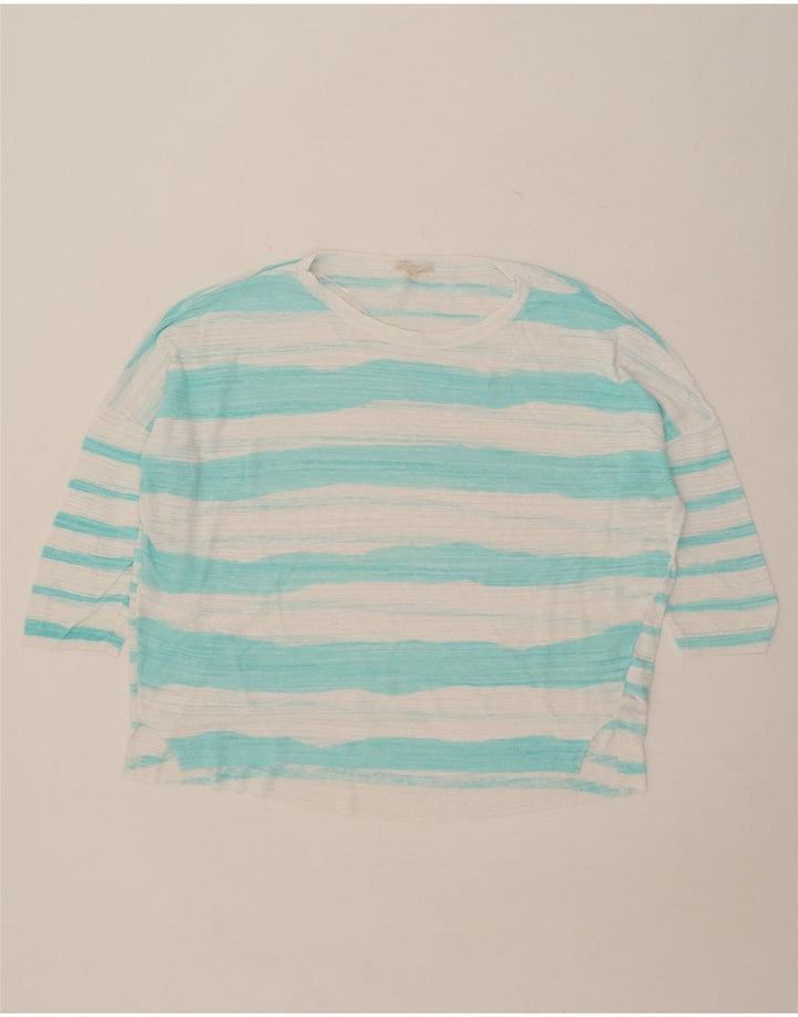 Fase Eight Top feminino oversized manga 3/4 Reino Unido 16 listrado branco grande