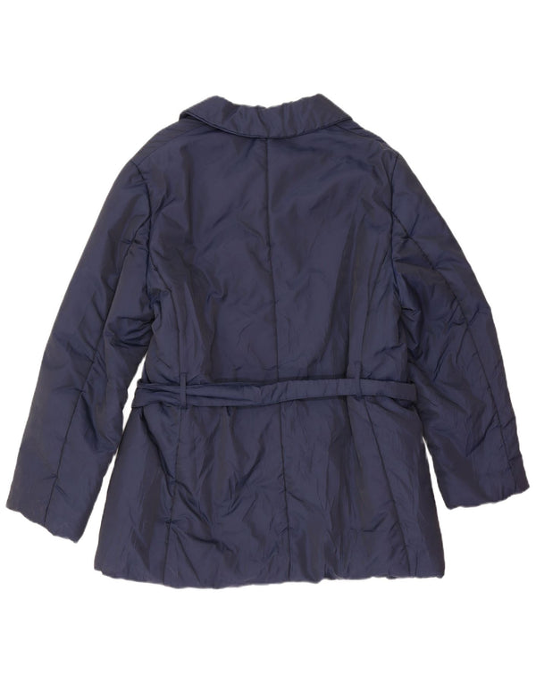 Trench coat feminino curto com peito duplo IT 46 grande azul marinho Max & Co.