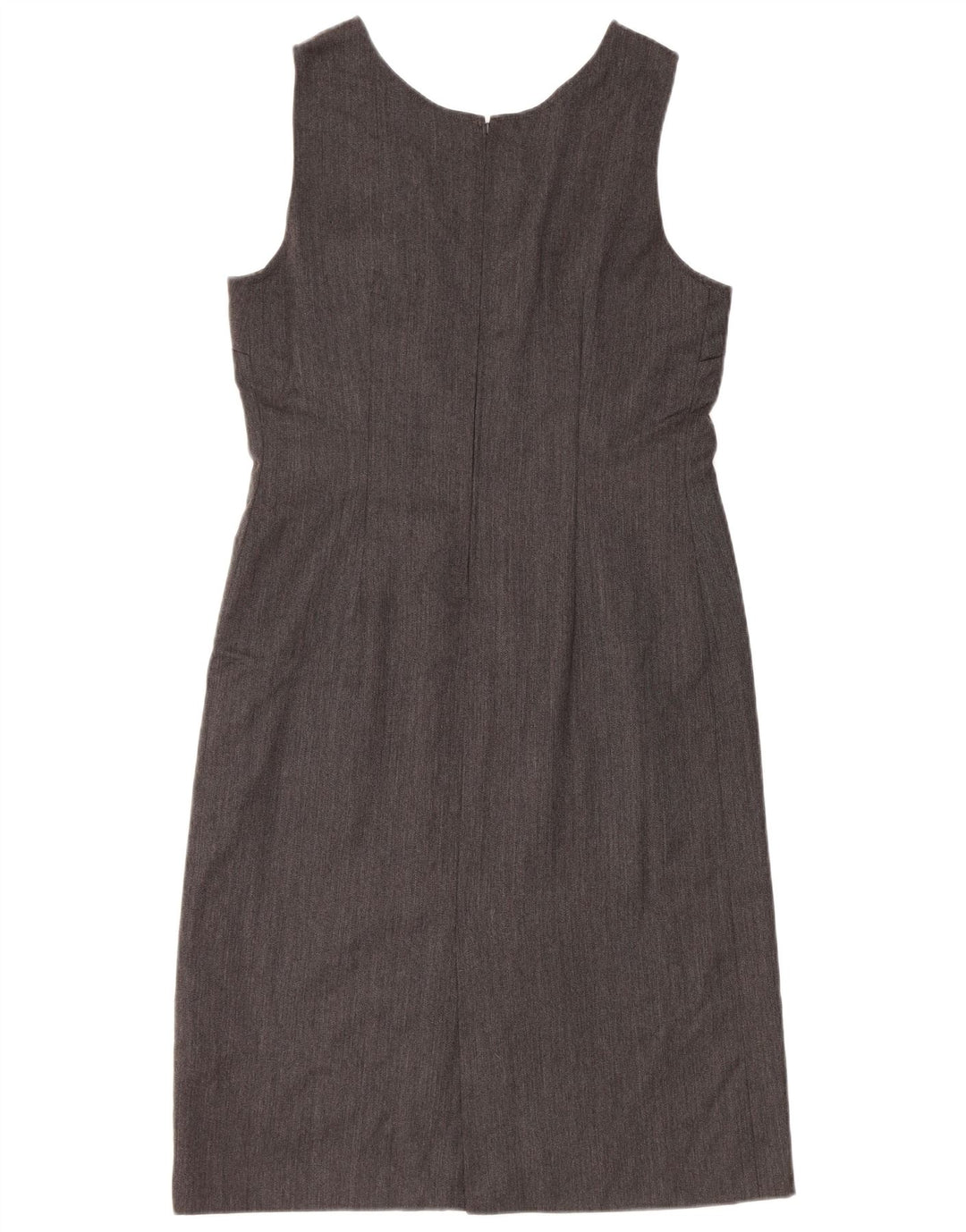 Vestido feminino vintage sem mangas com bainha UK 12 cinza médio