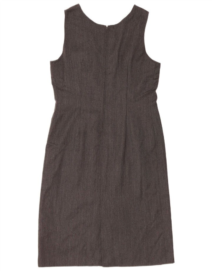 Vestido feminino vintage sem mangas com bainha UK 12 cinza médio
