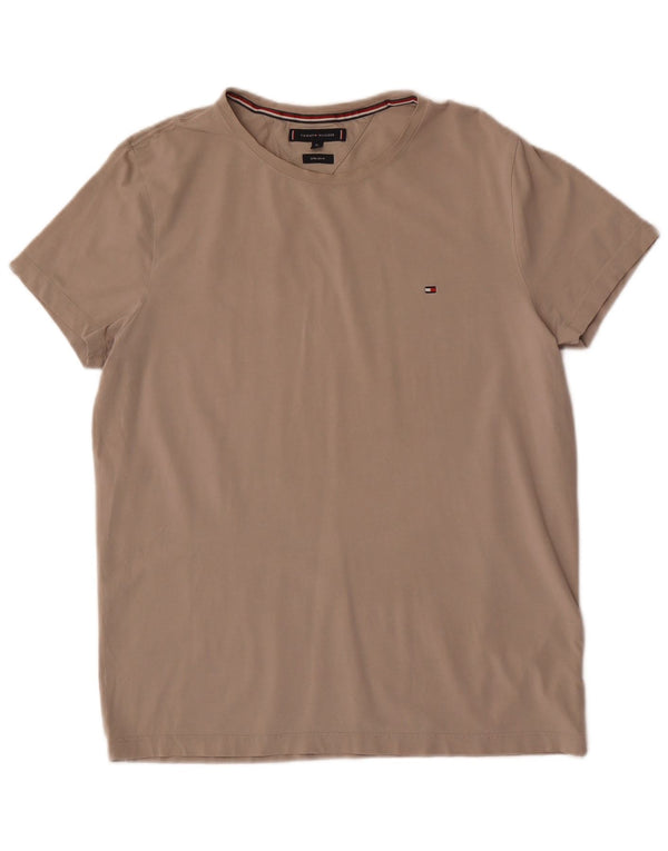 Tommy Hilfiger Mens Extra Slim Camiseta Top XL Algodão Cinza