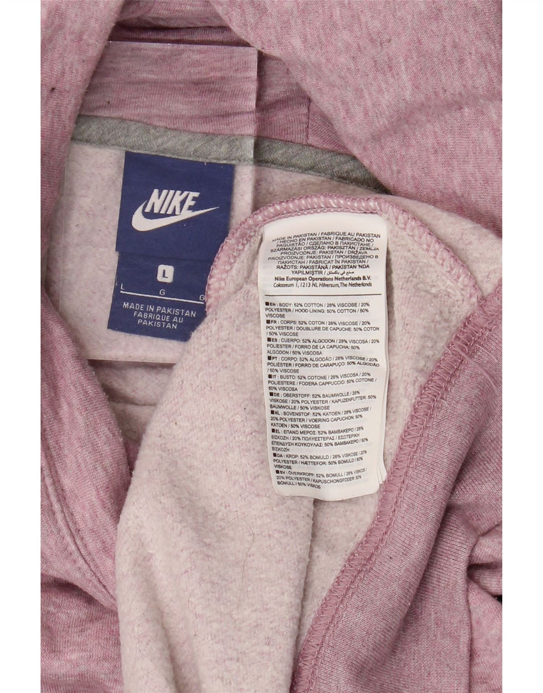 NIKE Womens Oversized Hoodie Jumper UK 16 Grande Algodão Rosa