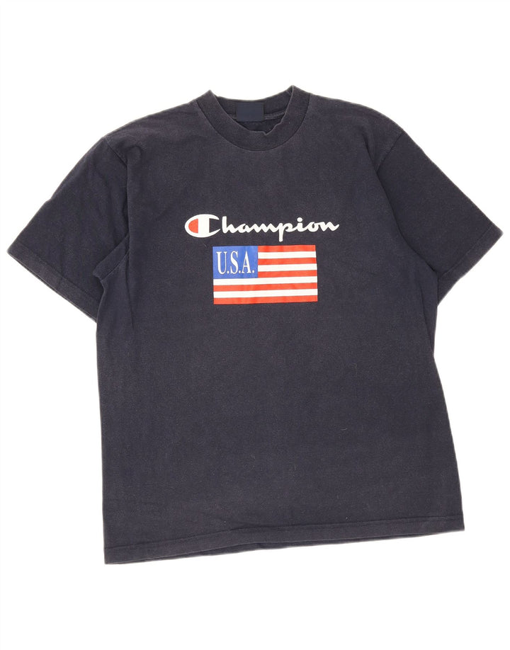 Camiseta gráfica masculina Champion Top Médio Azul Marinho