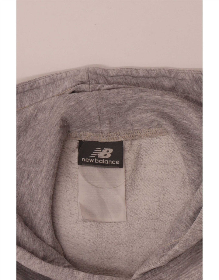 Suéter com capuz gráfico masculino New Balance algodão cinza médio