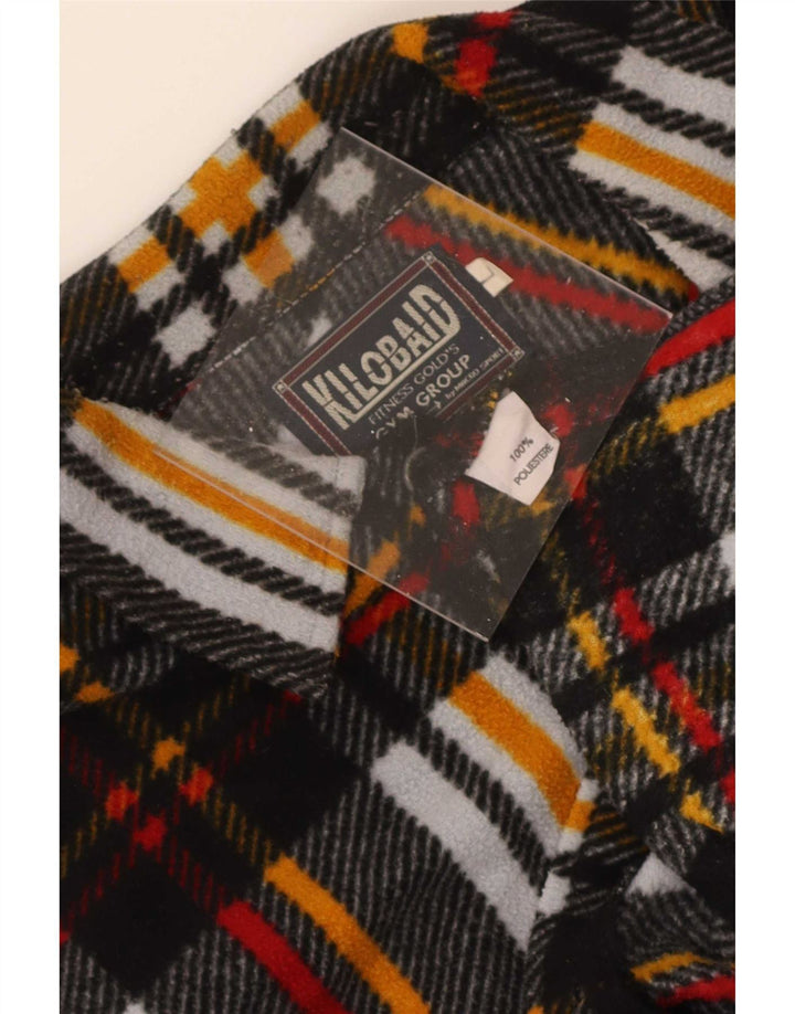 Camisa de lã masculina vintage grande poliéster xadrez multicolorido