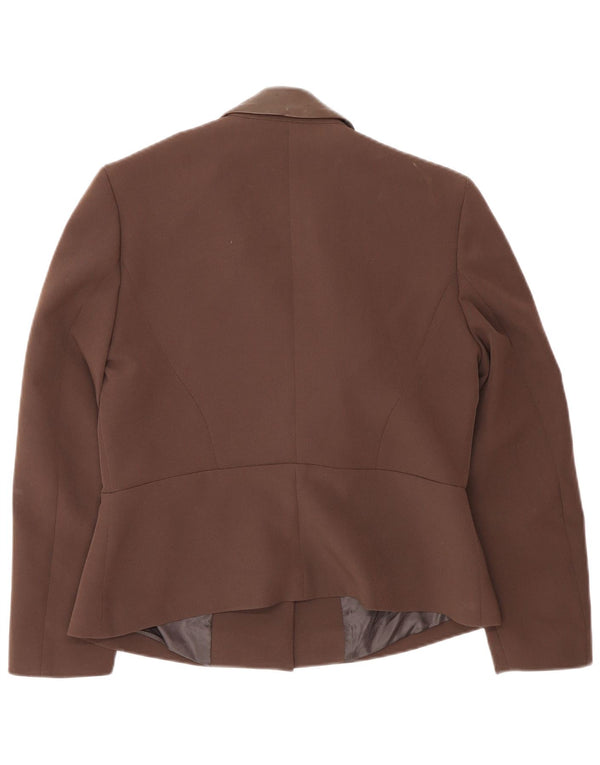 Jaqueta blazer feminina vintage IT 46 grande poliéster colorblock marrom