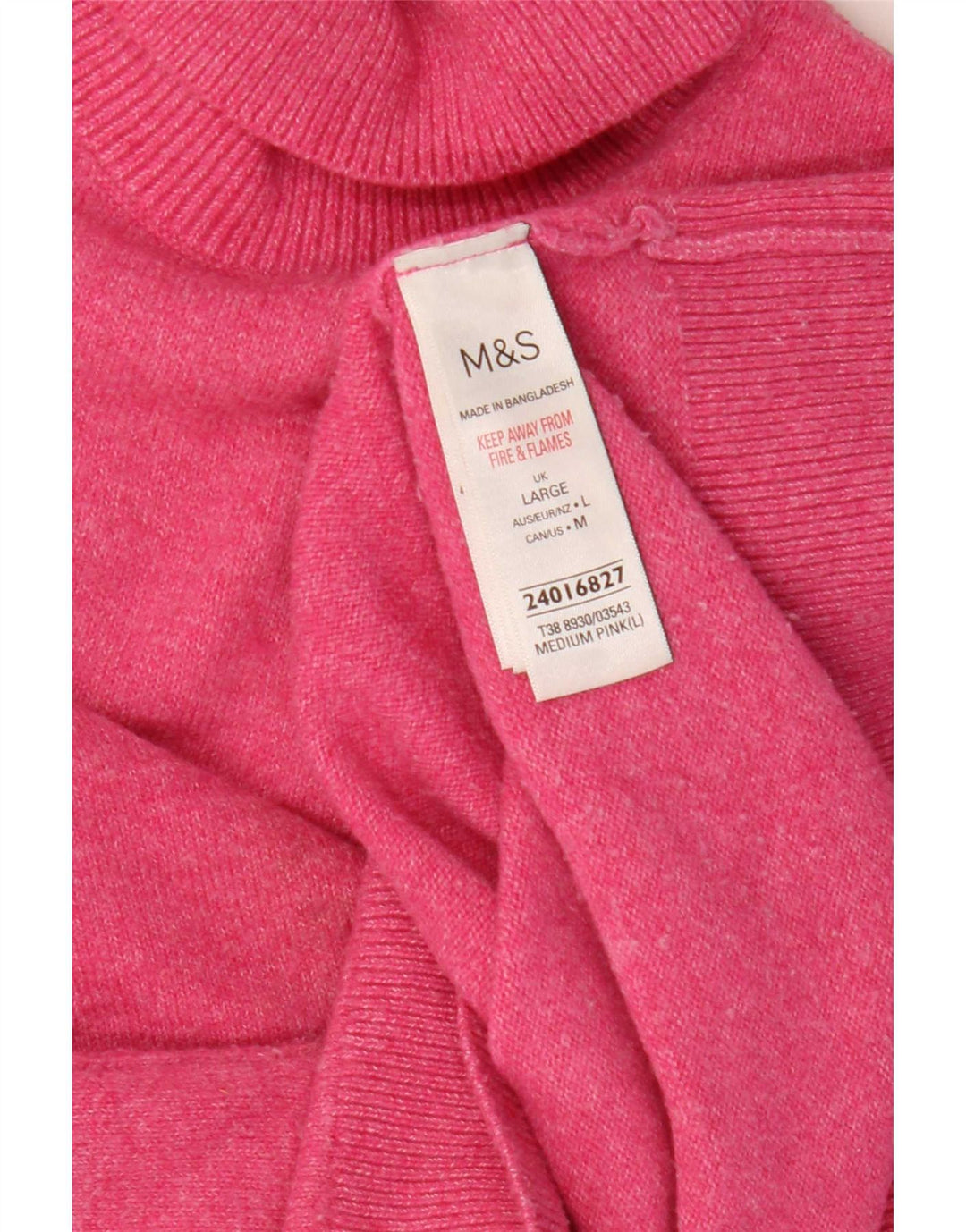 Suéter feminino Marks & Spencer grande com gola redonda Reino Unido 16 grande rosa