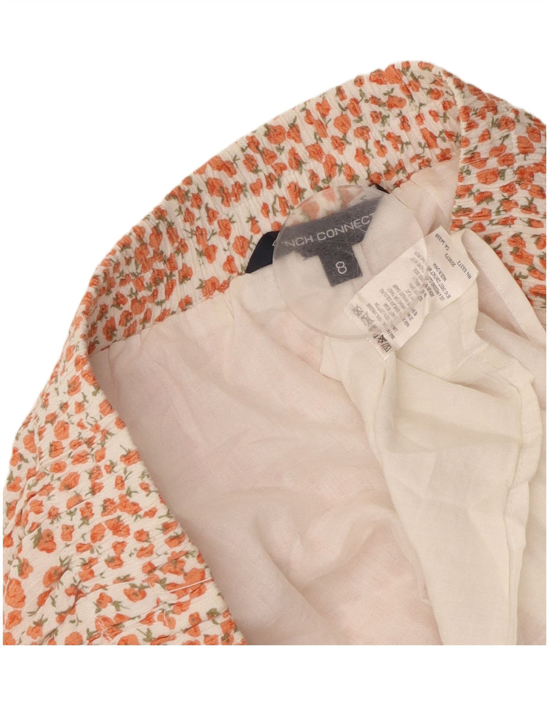 FRENCH CONNECTION Saia feminina evasê US 8 médio W30 laranja floral