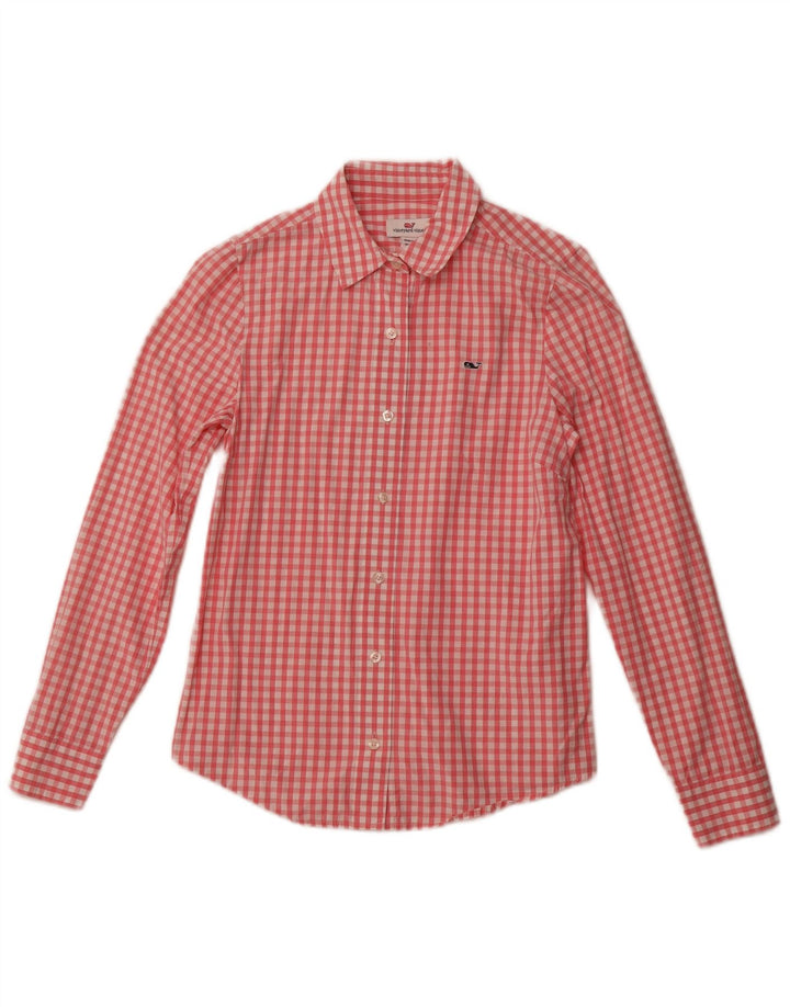 Camisa feminina VINEYARD VINES US 2 XS rosa algodão guingão