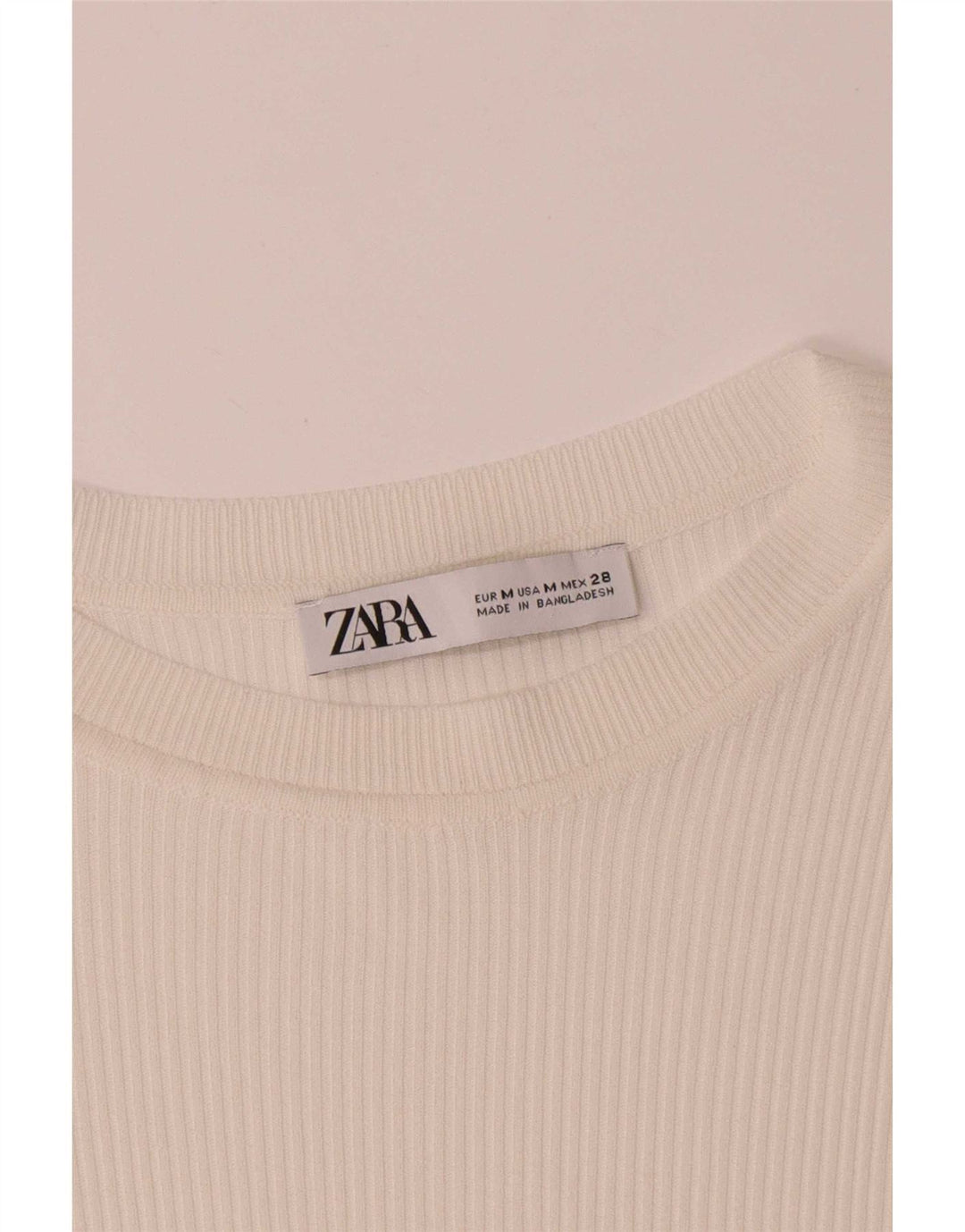 Top feminino Zara manga comprida UK 12 médio branco