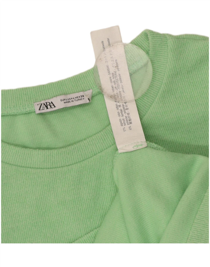 Blusa feminina ZARA Top UK 14 grande algodão verde